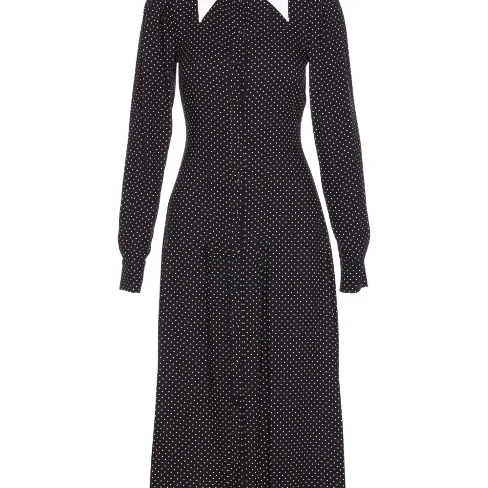 Платье миди в горошек с воротником