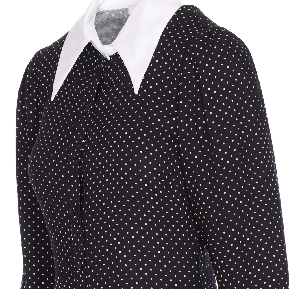 Платье миди в горошек с воротником