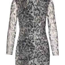 Платье с леопардовым принтом и драпировкой Платье с леопардовым принтом и драпировкой