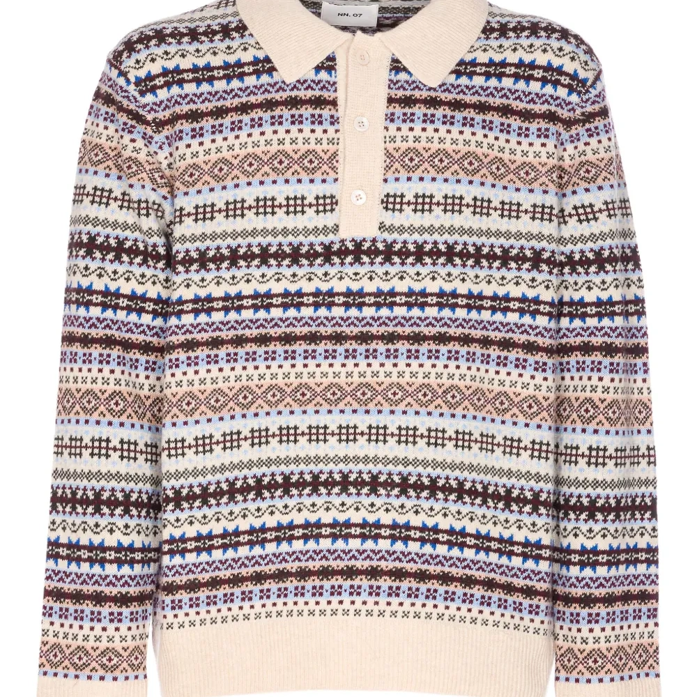 Джемпер-поло с длинными рукавами и вязкой в стиле фэйр-айл