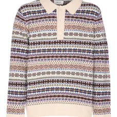 Джемпер-поло с длинными рукавами и вязкой в стиле фэйр-айл