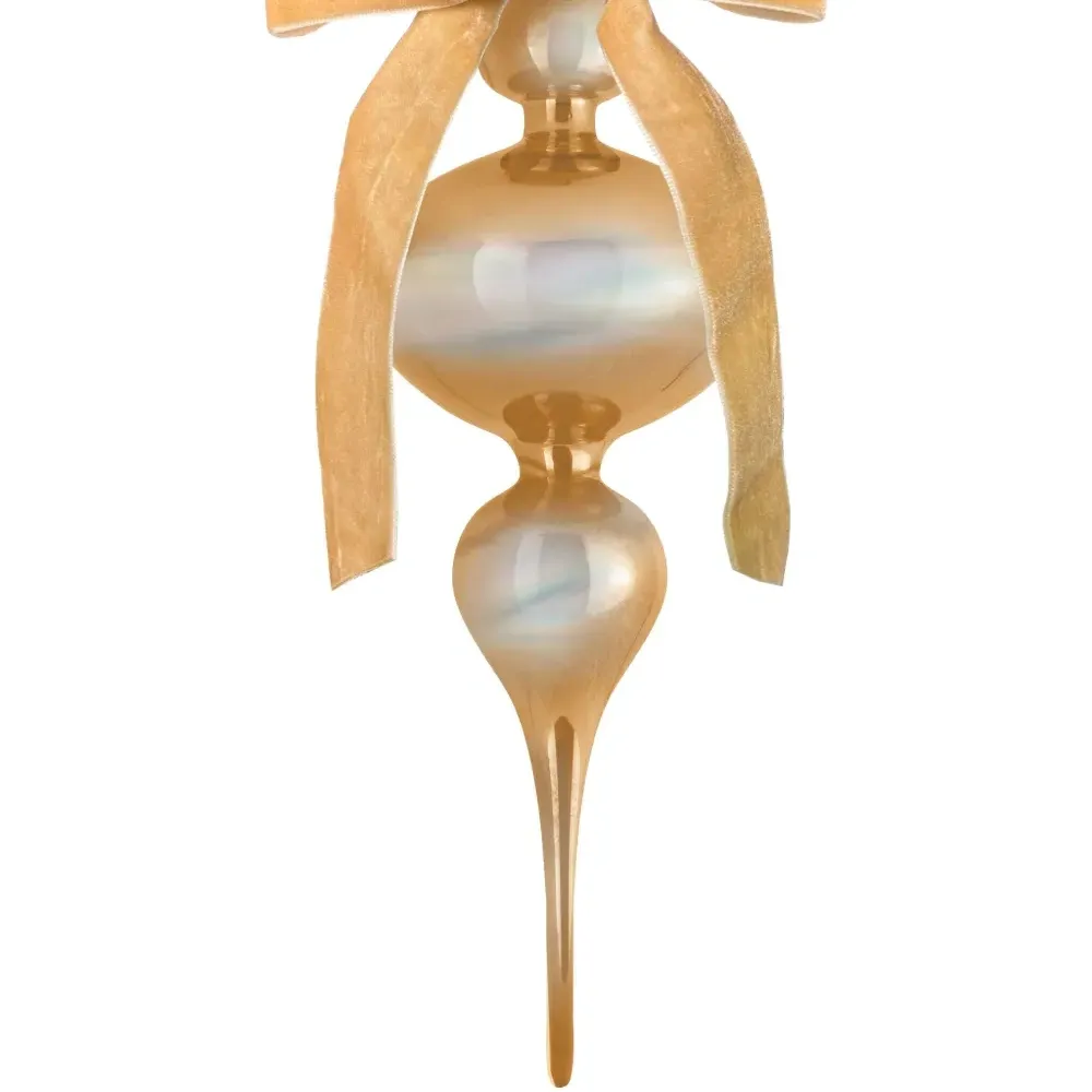 Елочная игрушка из стекла с текстурированным бантом (34 см)