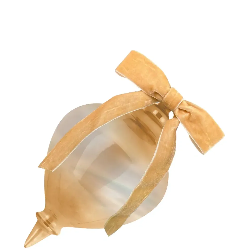 Стеклянная елочная игрушка с бархатным бантом