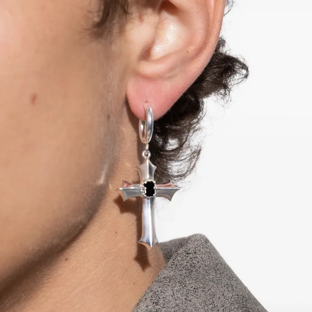 Серьги-кольца с подвеской-крестом