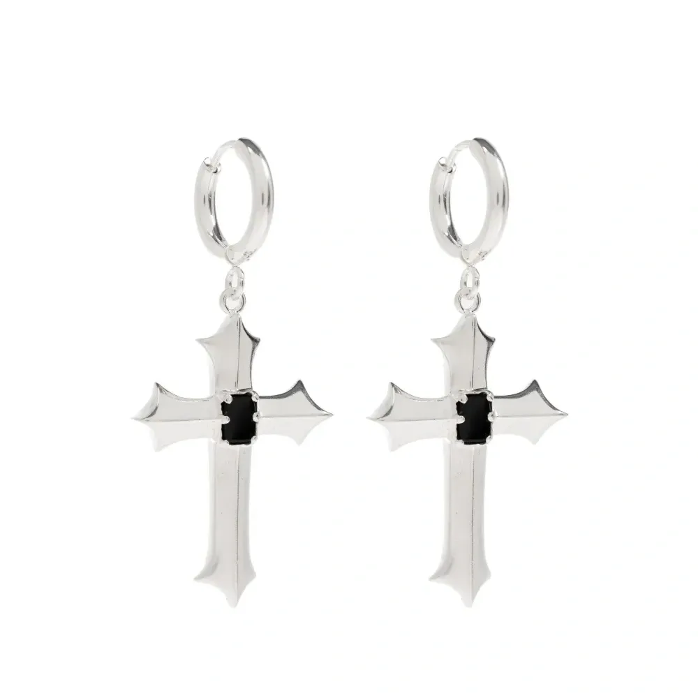 Серьги-кольца с подвеской-крестом