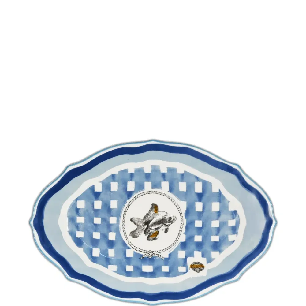 Овальное блюдо с изображением рыбы (40,5 см x 26,5 см)