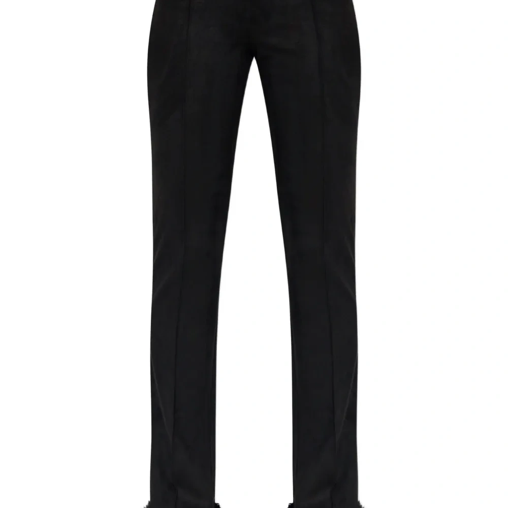 Брюки с отделкой перьями