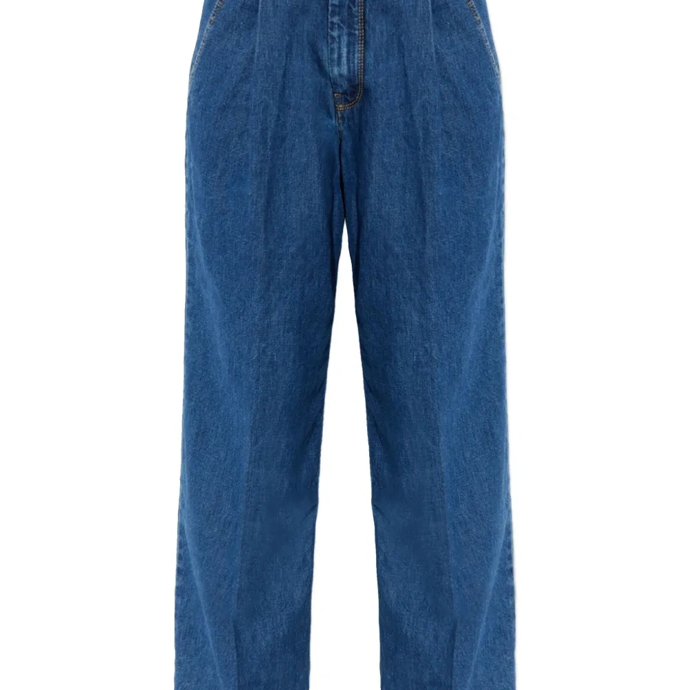 Плиссированные джинсы из денима