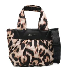 Стеганая сумка-тоут с леопардовым принтом