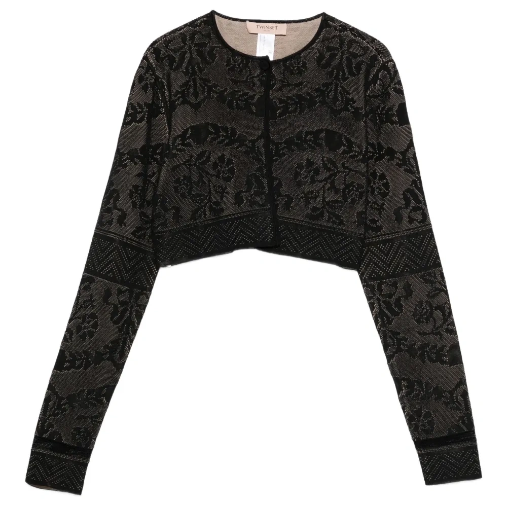 Укороченный кардиган с цветочным узором Укороченный кардиган с цветочным узором