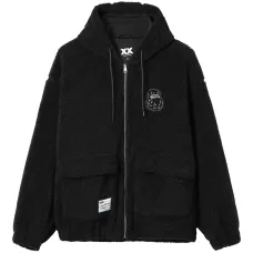 Флисовая куртка с вышивкой и капюшоном