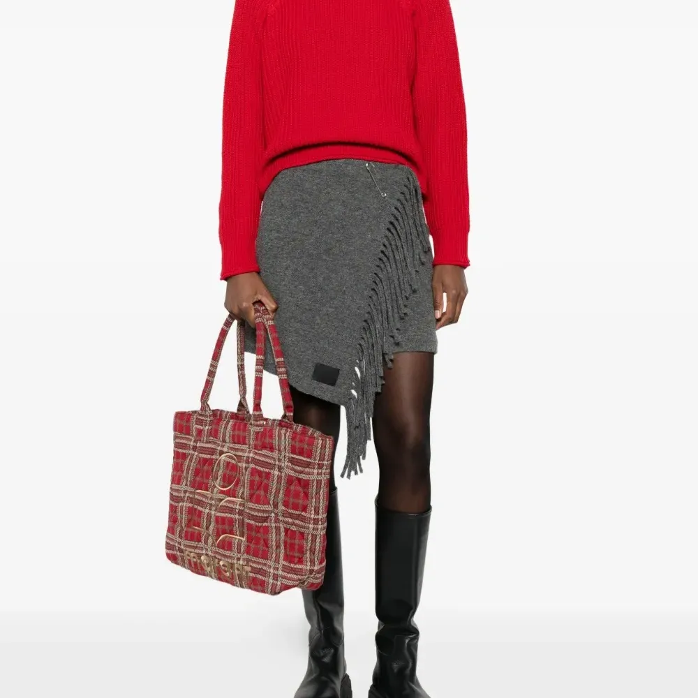 Шерстяная юбка мини с бахромой