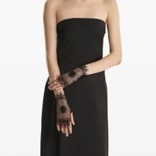 Перчатки с кружевной отделкой и бахромой