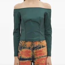 Блузка-корсет с вырезом Бардо