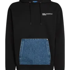 Худи с карманом из денима