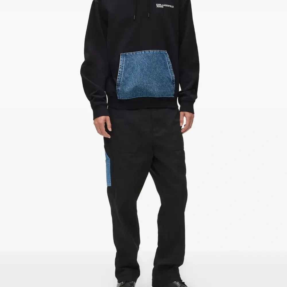 Худи с карманом из денима