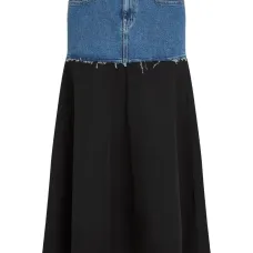 Юбка макси со вставками из денима