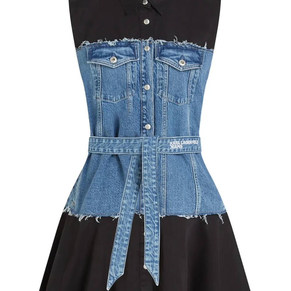 Платье мини без рукавов со вставками