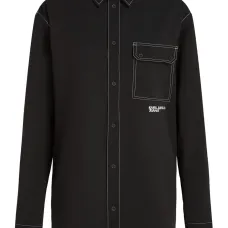 Рубашка с длинными рукавами и контрастной строчкой