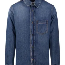 Джинсовая рубашка на пуговицах