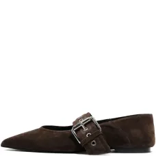 Балетки с острым носком и ремешком-пряжкой