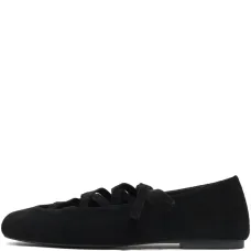 Замшевые балетки на шнуровке