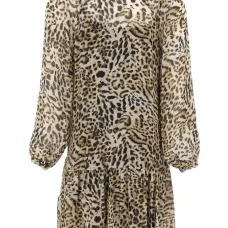 Платье с анималистическим принтом и V-образным вырезом