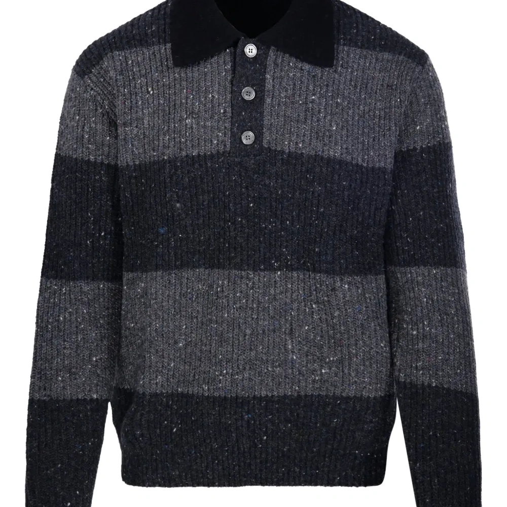 Полосатая вязаная рубашка-поло