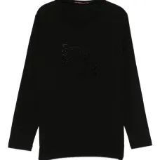 Лонгслив с длинными рукавами, украшенный стразами