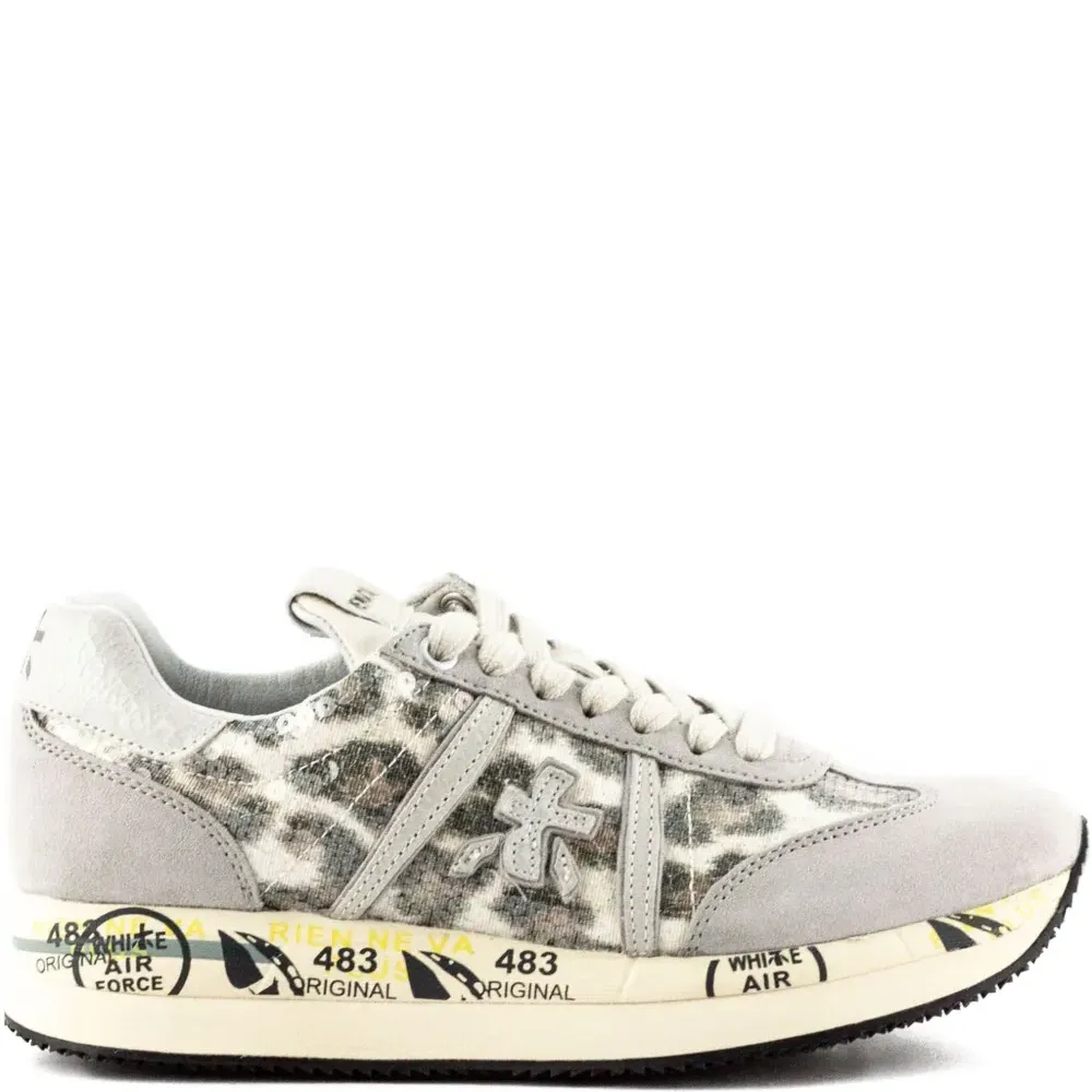 Кроссовки Connie с леопардовым принтом и пайетками