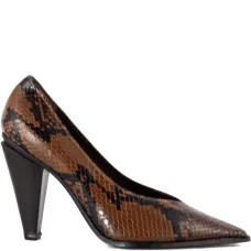 Туфли-лодочки из змеиной кожи с заострённым носком на каблуке 100 мм