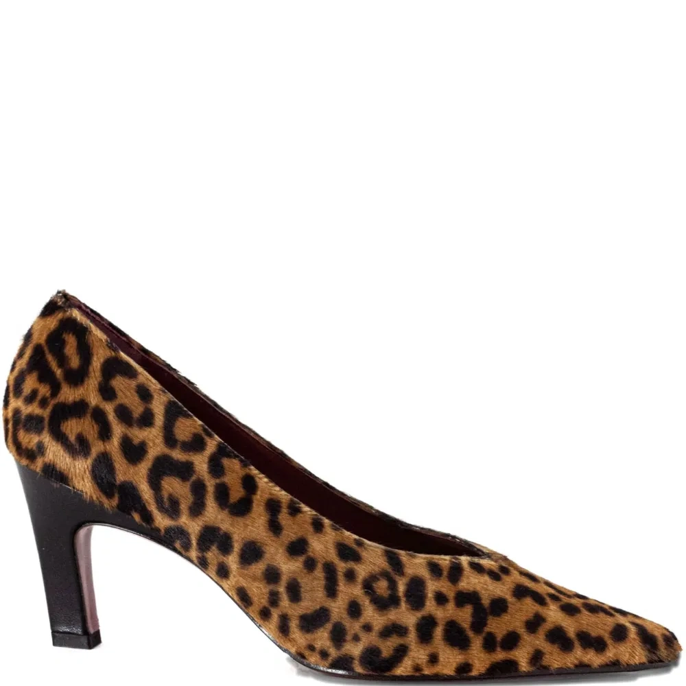 Туфли-лодочки на каблуке 50 мм с леопардовым принтом и заострённым носком