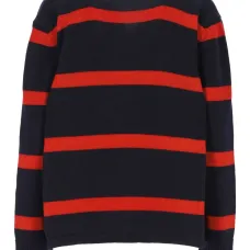 Полосатый свитер с воротником-поло