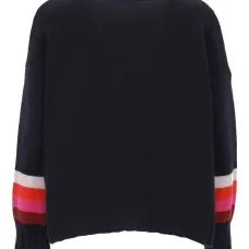 Джемпер с круглым вырезом и манжетами в полоску