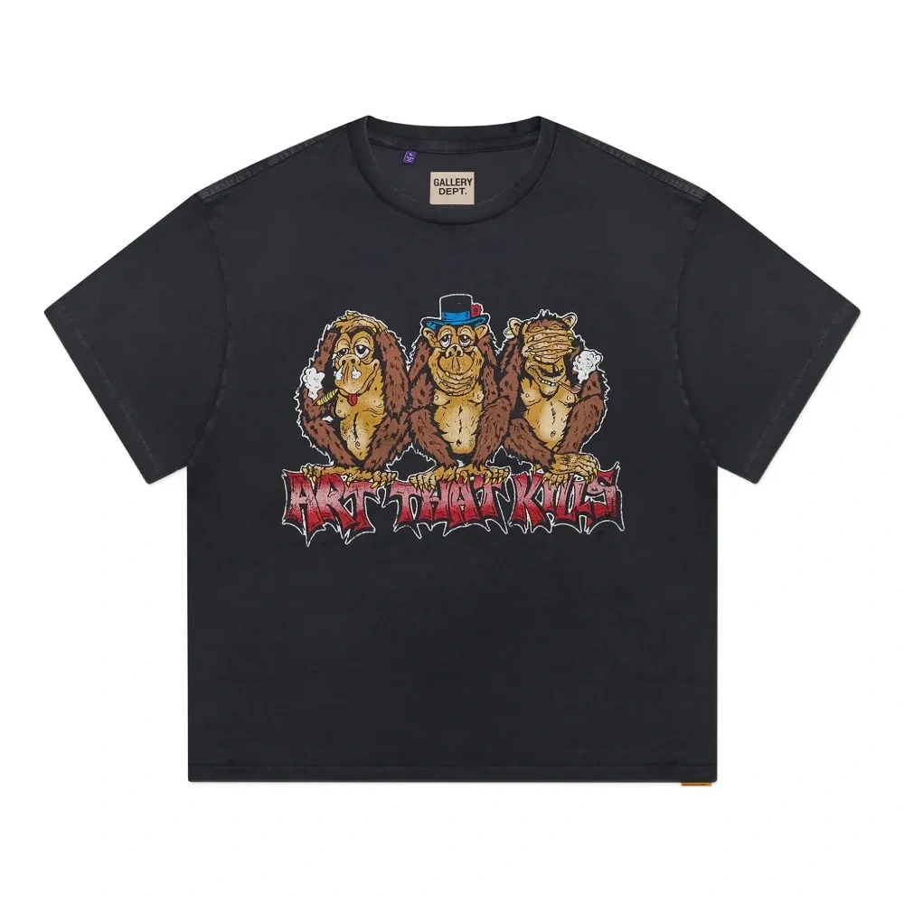 Хлопковая футболка с принтом обезьяны "Ничего не вижу"