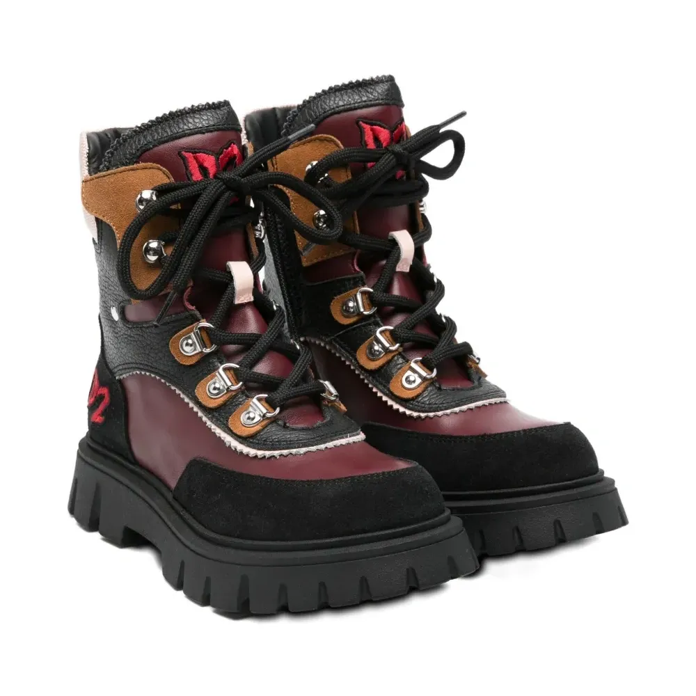 Ботинки на шнуровке с рифленой подошвой