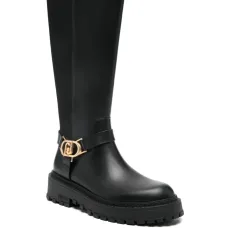 Кожаные сапоги до колена