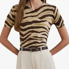 Топ с короткими рукавами и принтом "зебра"