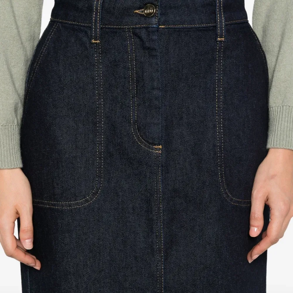 Джинсовая юбка миди