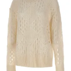 Свободно вязаный свитер с круглым вырезом