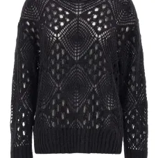 Свободно вязаный свитер с круглым вырезом