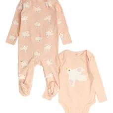 Комплект боди с принтом голубей Комплект боди с принтом голубей