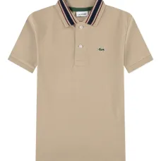 Поло из пике с полосатым воротником