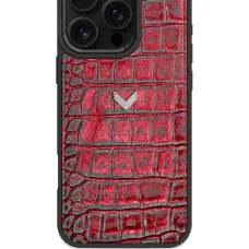 Чехол для iPhone 16 Pro Max из кожи с тиснением под крокодила