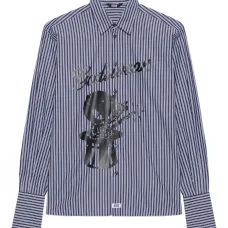 Полосатая рубашка с графичным принтом