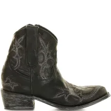 Кожаные ковбойские сапоги с вышивкой, каблук 40 мм