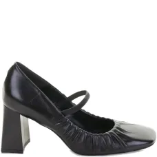 Кожаные туфли-лодочки на блочном каблуке высотой 70 мм