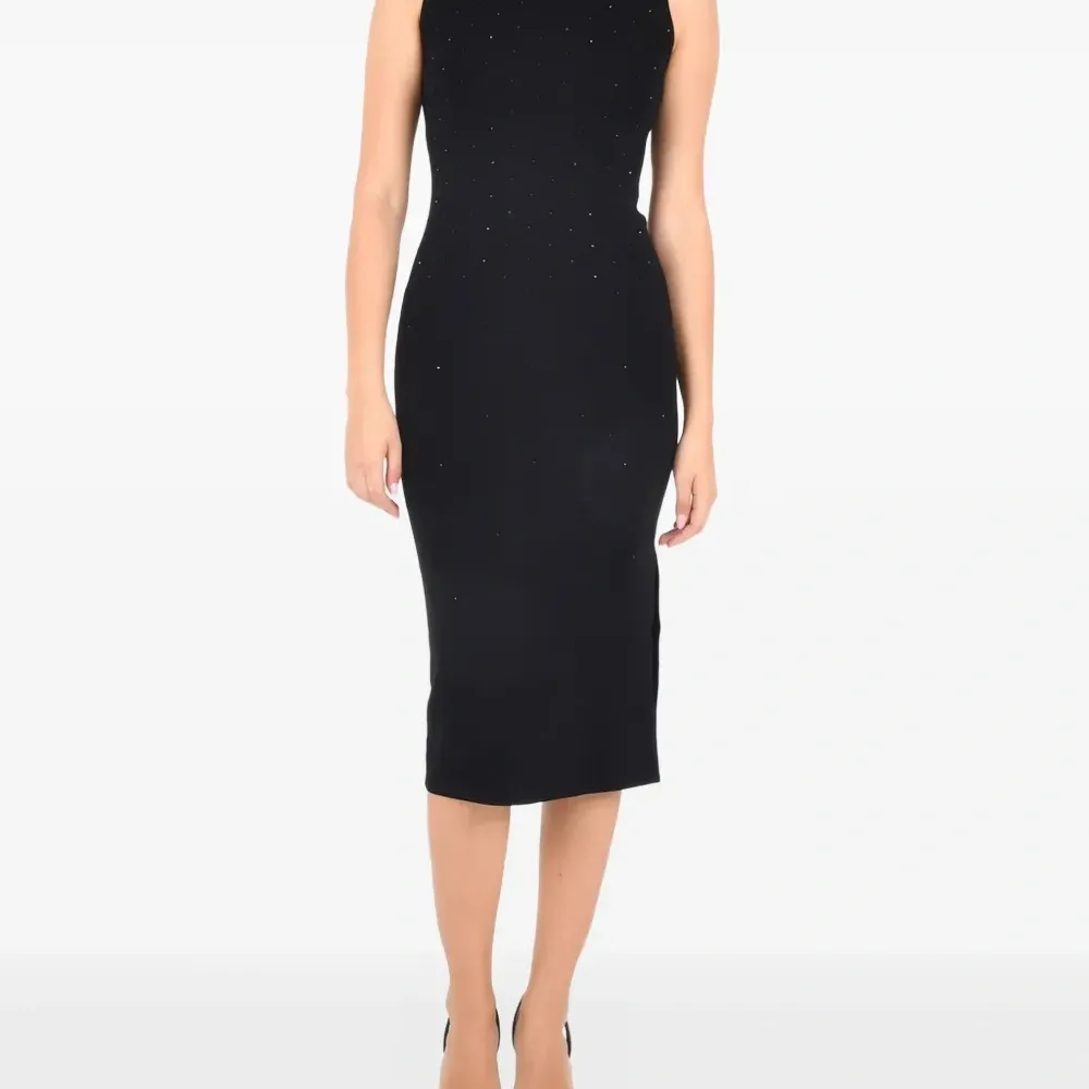 Декорированное платье миди без рукавов