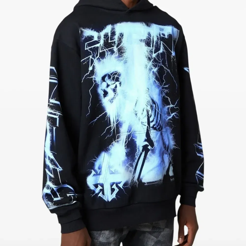 Худи с принтом "скелет с молнией"