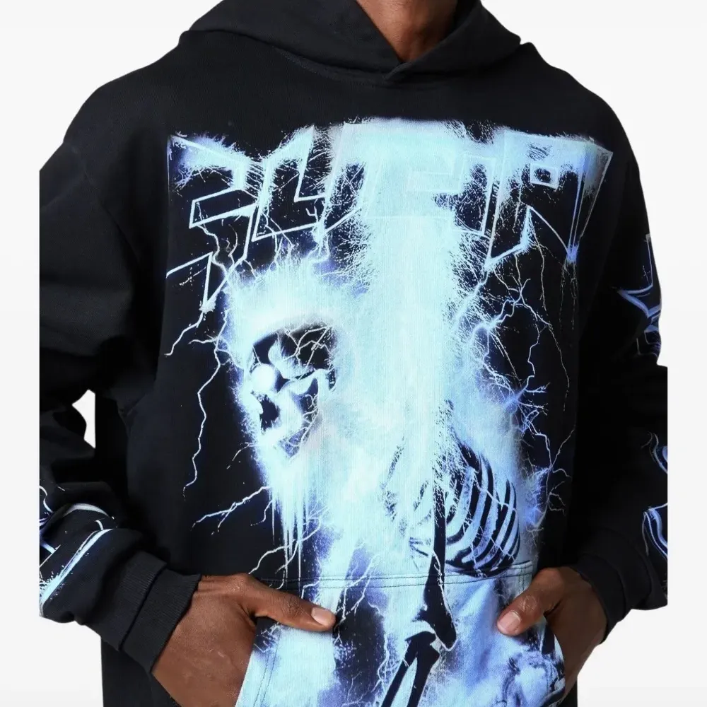 Худи с принтом "скелет с молнией"